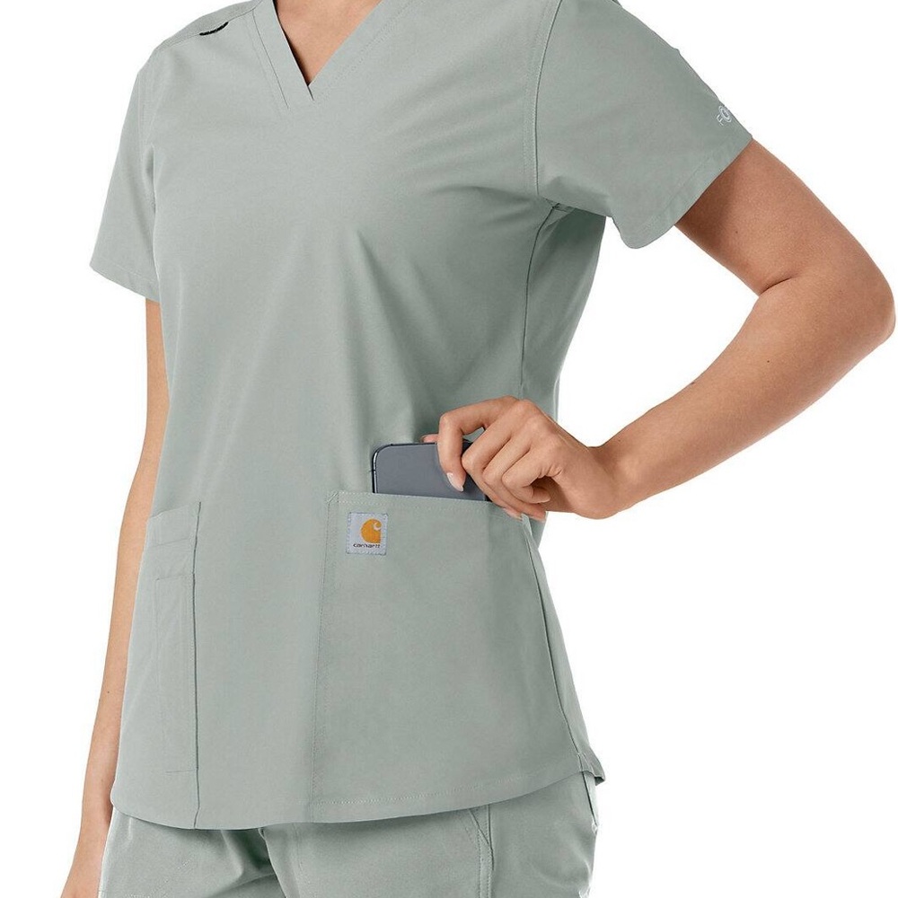 💙Carhartt Light Gray V-Neck Scrub Top
